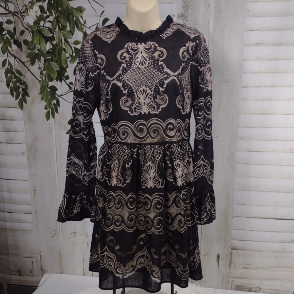 Endless Rose Black Over Nude Lace Dress Size S